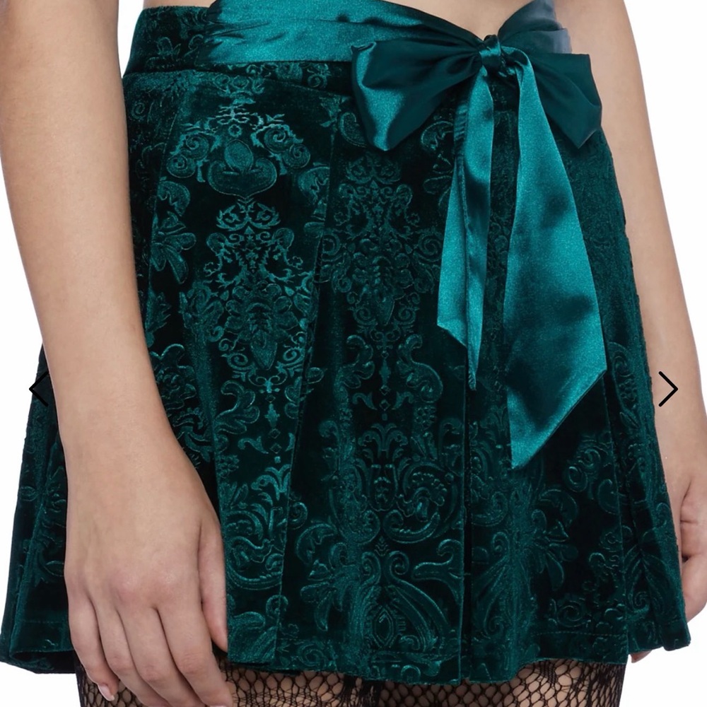 Sugar Thrillz Dolls Kill December Dilemma Mini Skirt - Emerald Green Large - Picture 7 of 9